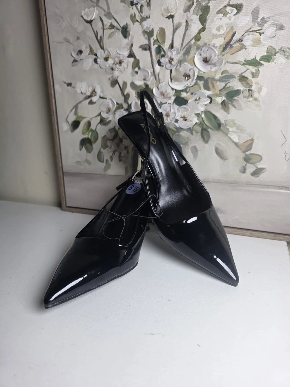 ALDO Black Patent Pointed-Toe Slingback Pumps